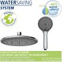 Wenko Duschsystem Watersaving Chrom: Regendusche und Handbrause für sparsamen Wasserverbrauch.