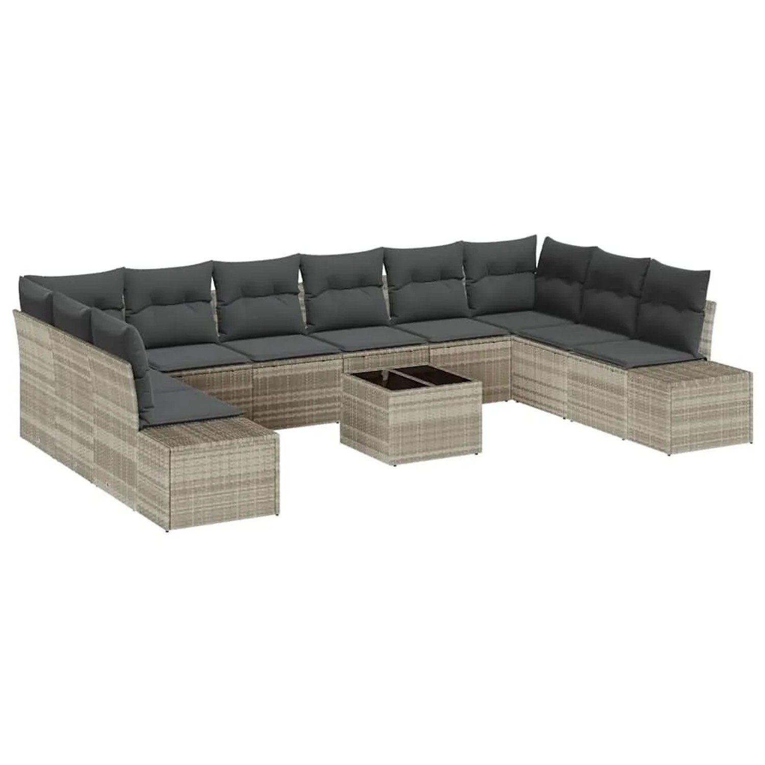 vidaXL Gartensofa-set mit Kissen 10-Tlg Hellgrau Poly-Rattan 3355921 günstig online kaufen