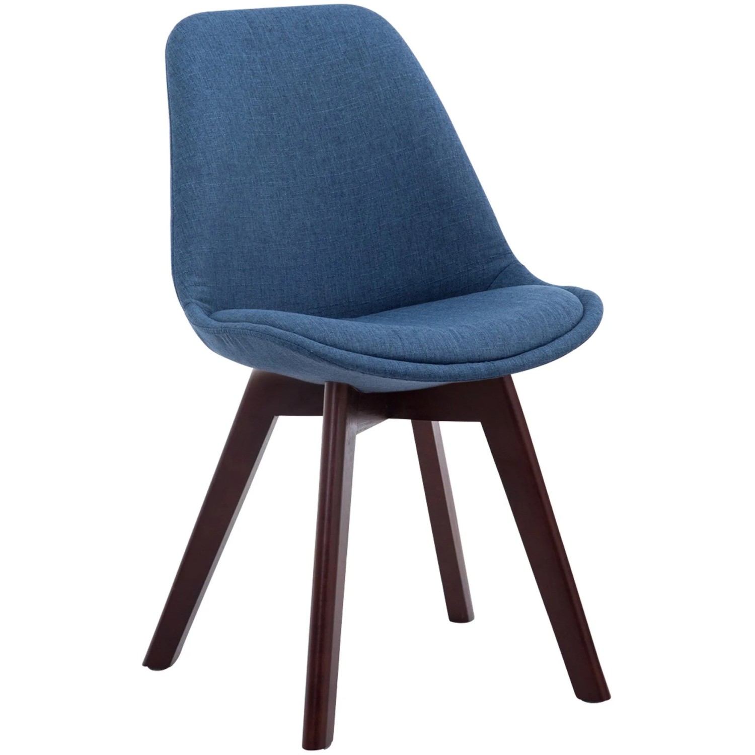 DELUKE Besucherstuhl LAGOS Stoff Blau 48x55x84cm Dunkelbraun Konferenzstuhl Wartezimmerstuhl Bürostuhl