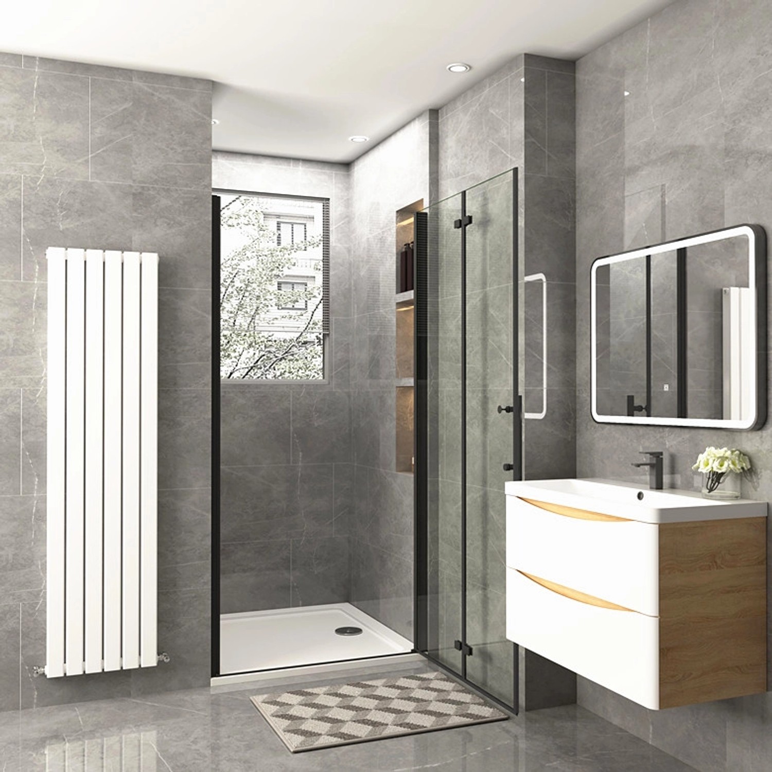 Duschparadies Duschtür Nischentür Falttür 80x185cm,Schwarz,6mm Nano Glas Dusche_3