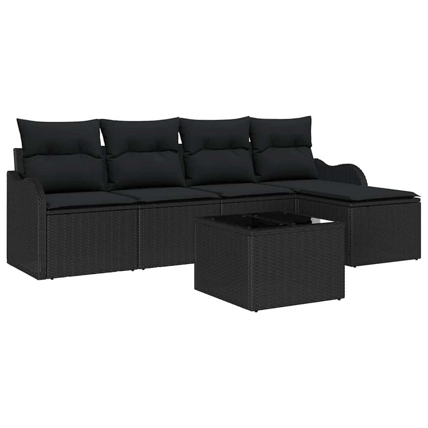 vidaXL Garten-Sofa-Set mit Kissen 6-Tlg Schwarz Poly Rattan 3345673 günstig online kaufen
