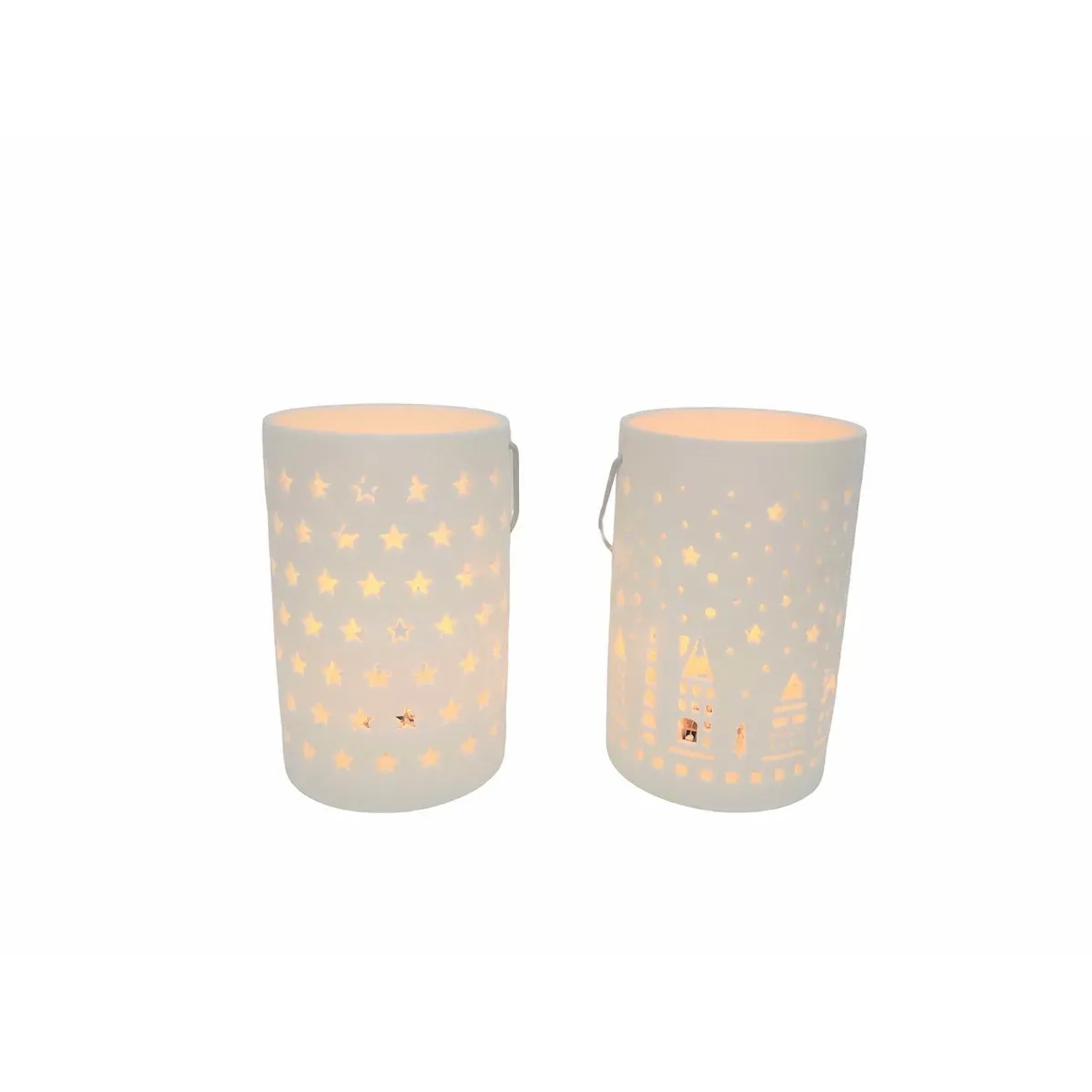 Boltze Windlicht 2-fach Sortiert Ø 8,7 cm x 13 cm Weiß