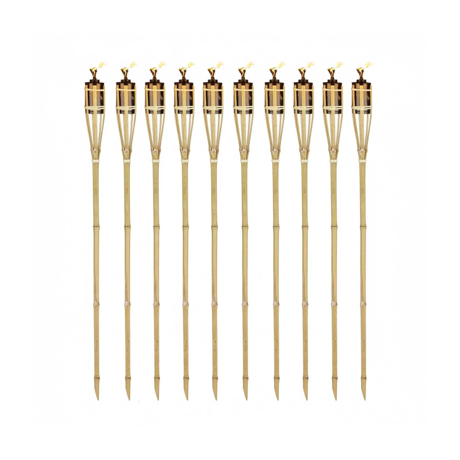 Relaxdays Gartenfackeln 10er Set Bambus Eisen Natur zum Stecken 90 cm x 5,5 cm