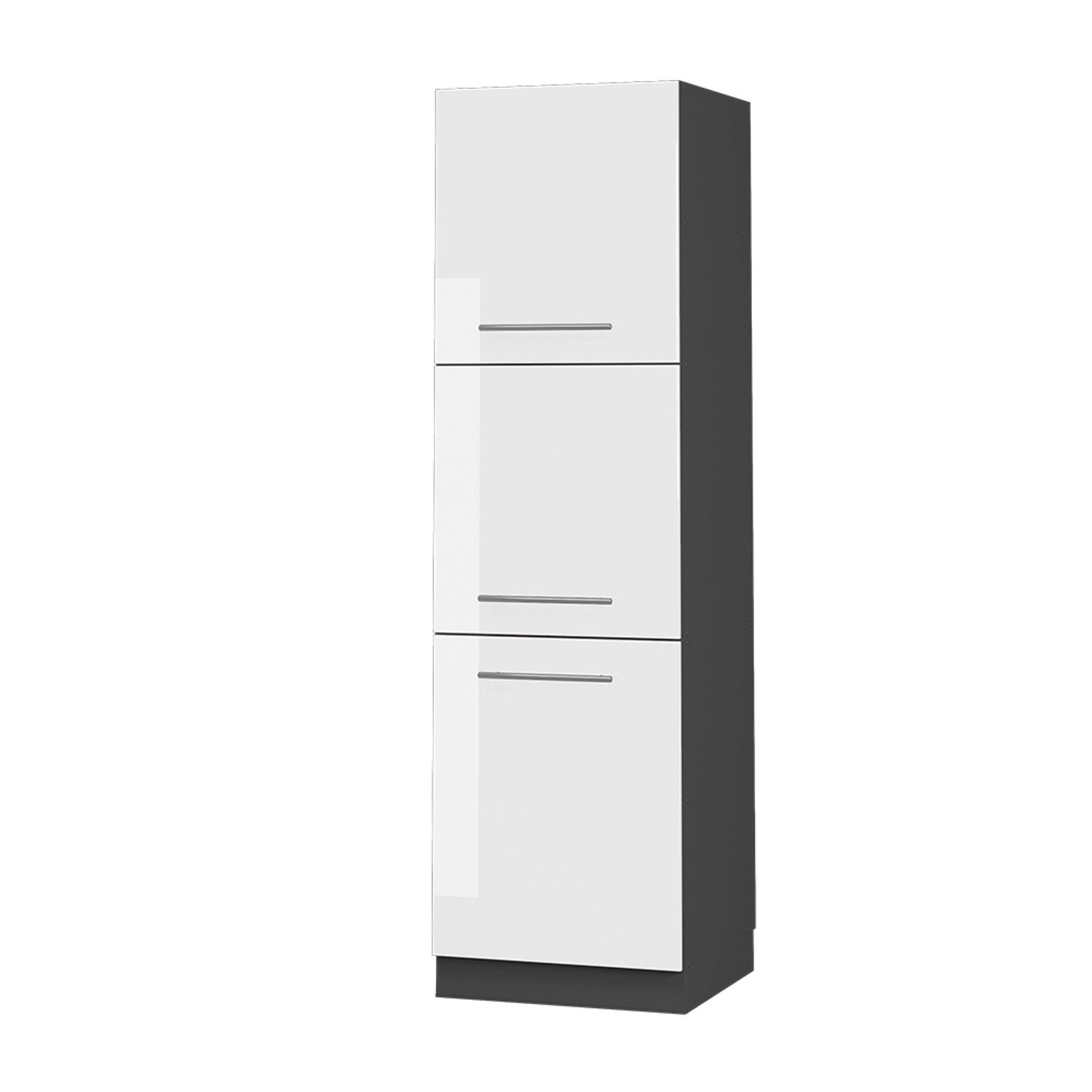 Vicco Herdumbauschrank Fame-Line Herdschrank Weiß Hochglanz/Anthrazit 60 cm