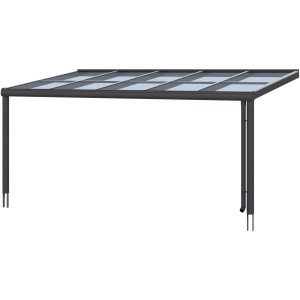 Skan Holz Terrassenüberdachung Modena, 541x357 cm, Aluminium Anthrazit mit Glasdach.