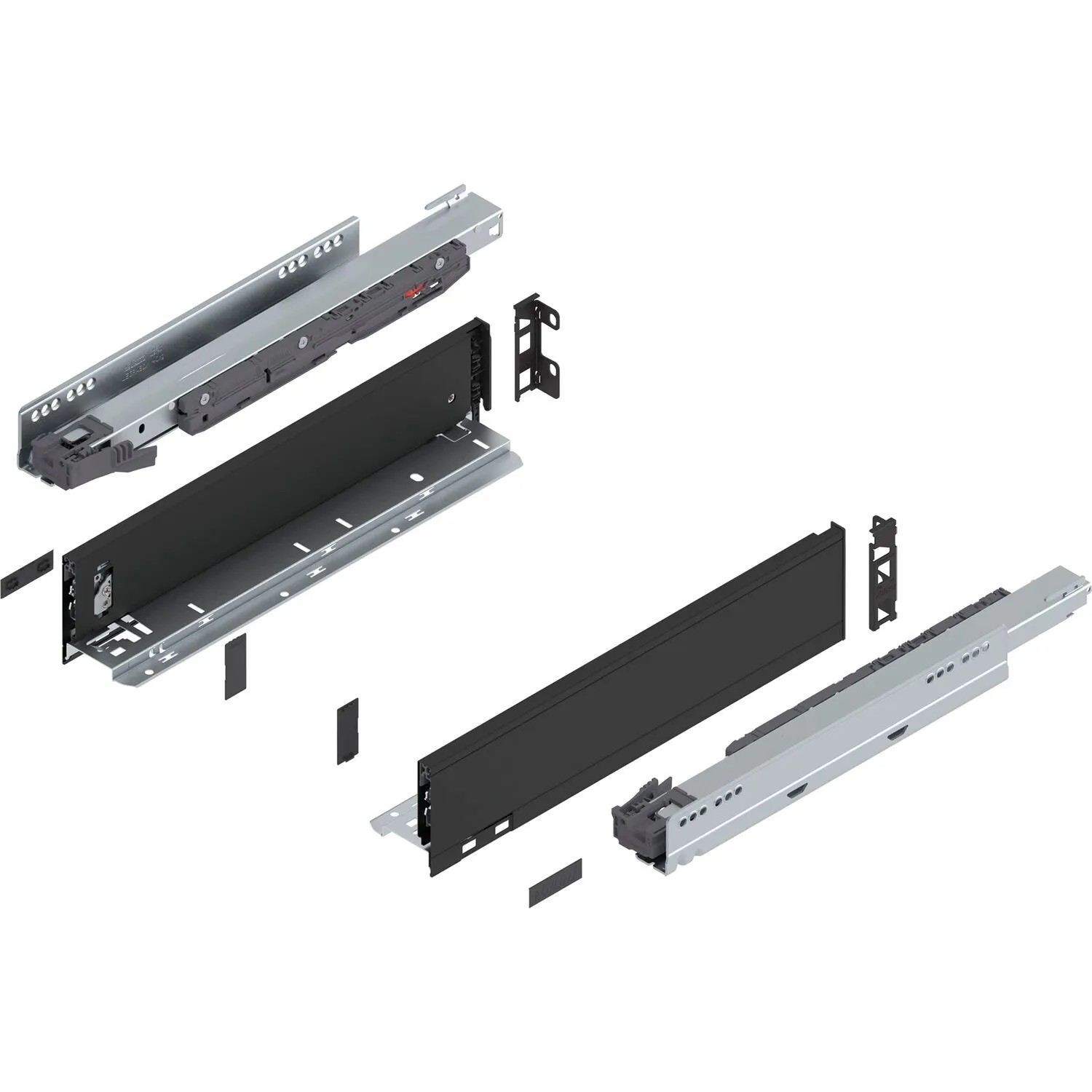 Blum Legrabox Pure Set Höhe N Tip-On Vollauszug 400 mm 40 kg Carbonschwarz 1 Paar