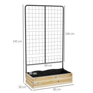 Outsunny Garten-Bett mit Spalier aus Tannenholz und Stahl, Naturholz-Optik, 80x38x145cm.