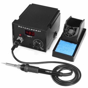 STAHLWERK Lötstation LS22-ST mit Lötkolben, Ablage und digitaler Temperaturanzeige.