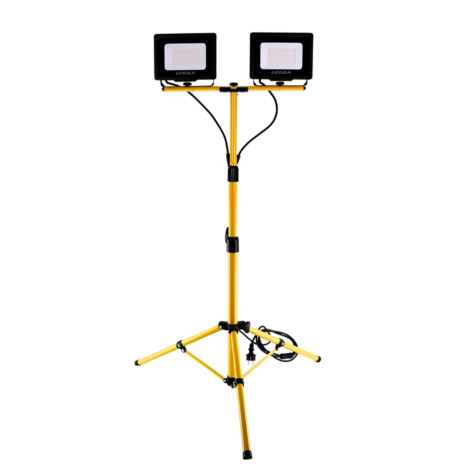 Thumbnail - LUXULA LED Baustrahler mit Stativ 2x30W 4000K Neutralweiß 6000Lm IP65 Strahler mit Schutzkontaktstecker