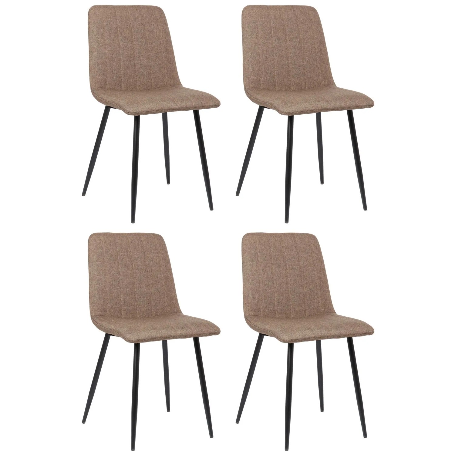 DELUKE 4er Set Stühle LENZ Stoff 88x45x53cm Braun Metall Gestell Stühle Esszimmerstühle Esstisch Küchenstuhl