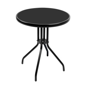 Lex Bistrotisch Balkontisch Gartentisch Terrassentisch Glastisch Schwarz ⌀ 60 cm
