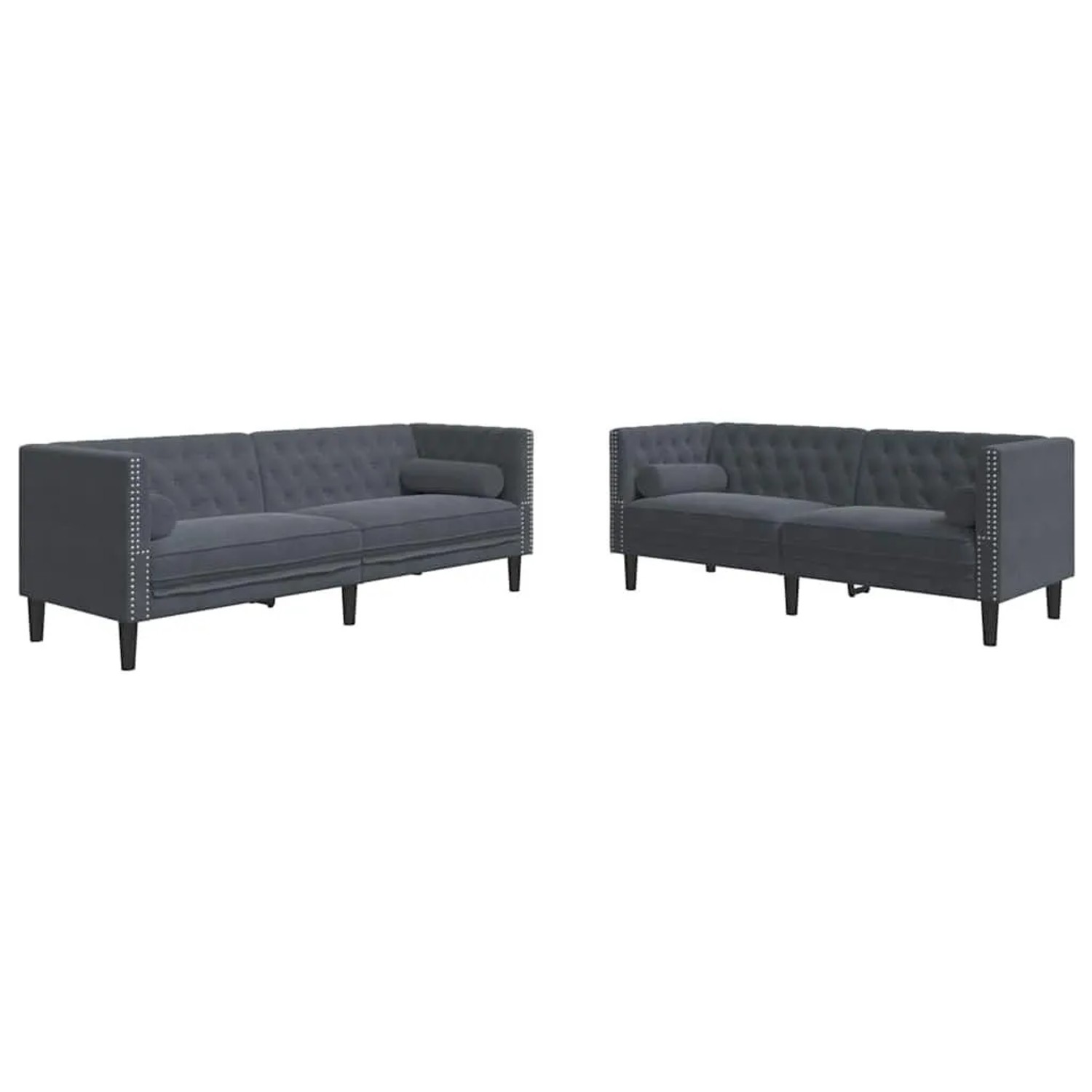 vidaXL Wohnzimmer Couch 2-Tlg Dunkelgrau 194 x 74,5 x 70,5 cm Samt 3385865