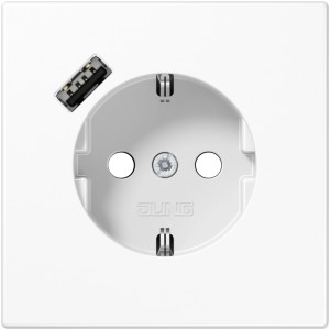 Jung Schuko-Steckdose Alpinweiß mit USB-Anschluss Typ A.