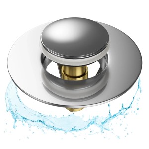 Sanilo Pop Up Waschbeckenstöpsel aus Metall, verchromt mit Wasser.