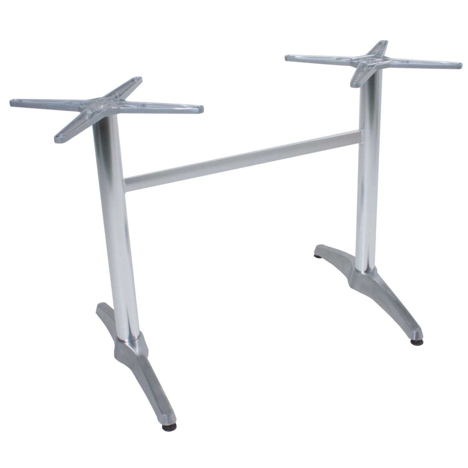 DELUKE Tischgestell LARA Doppelwangen Aluminium Silber 72x60x102cm Tischuntergestell Tischbeine
