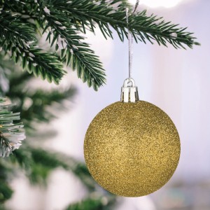 Relaxdays Weihnachtskugeln Polystyrol Gold 100er Set mit Aufbewahrungsbox