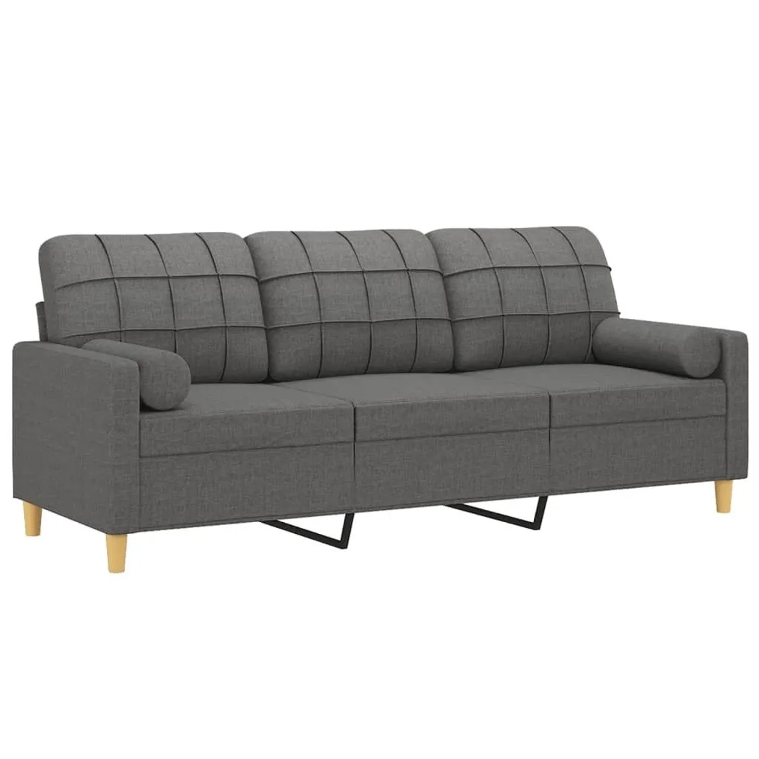 vidaXL 3-Sitzer-Sofa mit Zierkissen Dunkelgrau 180 cm Stoff 3200791 günstig online kaufen