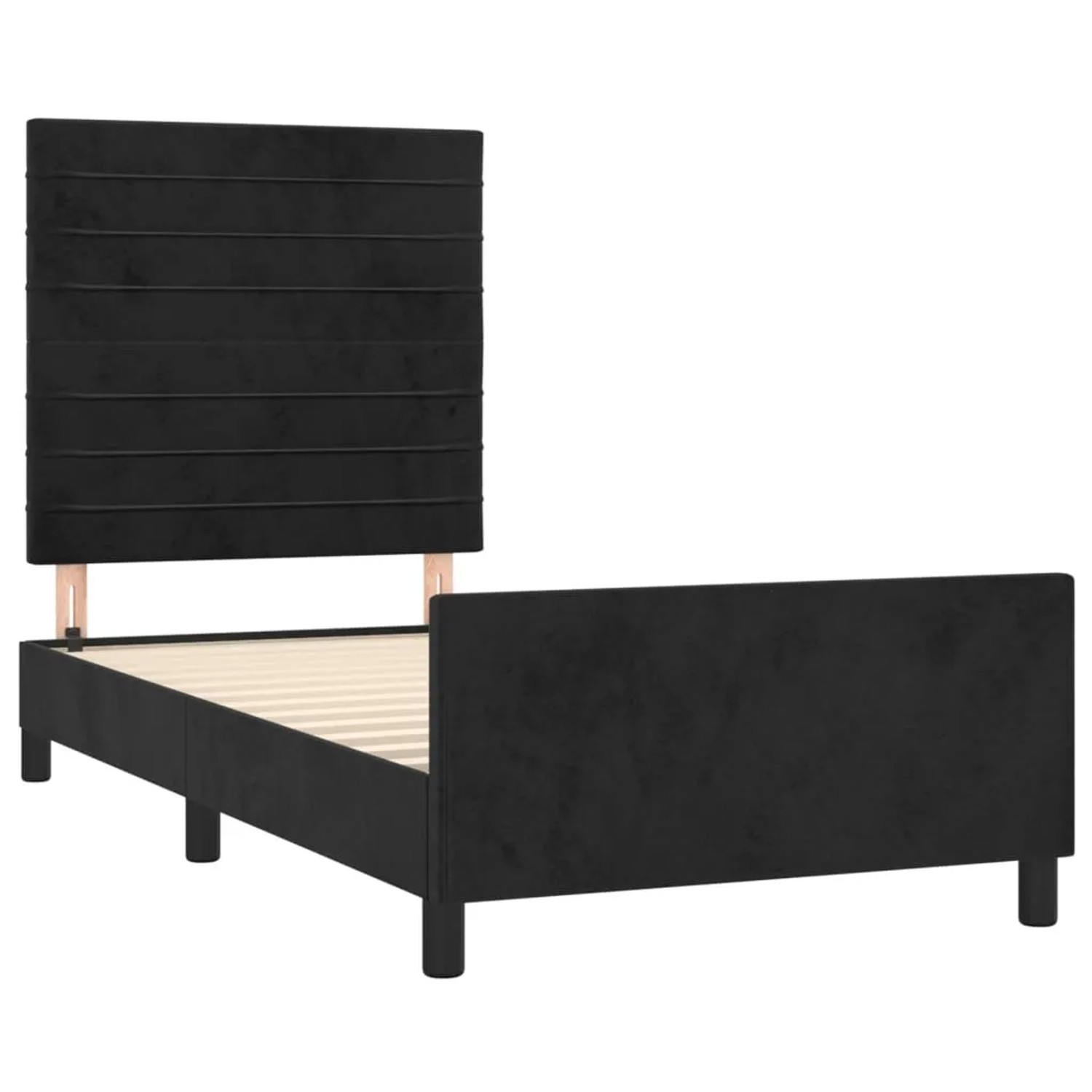 Schwarzes Samt-Bettgestell mit Kopfteil (80x200 cm) von vidaXL. Modernes Design für Schlafzimmer.