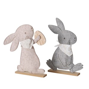 Boltze Deko-Figuren Knuffi Klein, 2-fach sortiert, beige und grau, Osterdekoration.