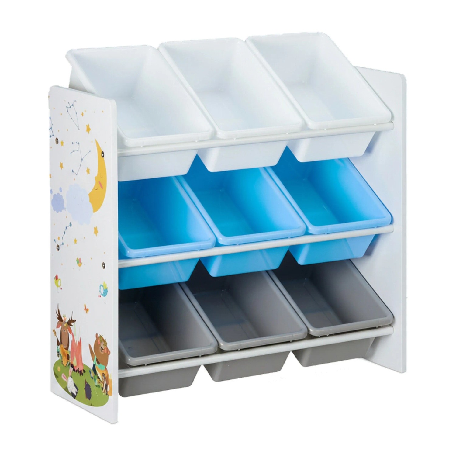 Relaxdays Kinderregal MDF Metall Kunststoff Bunt Mit Motiv Mit 9 Boxen 67 cm x 65 cm x 31,5 cm 4,9 kg