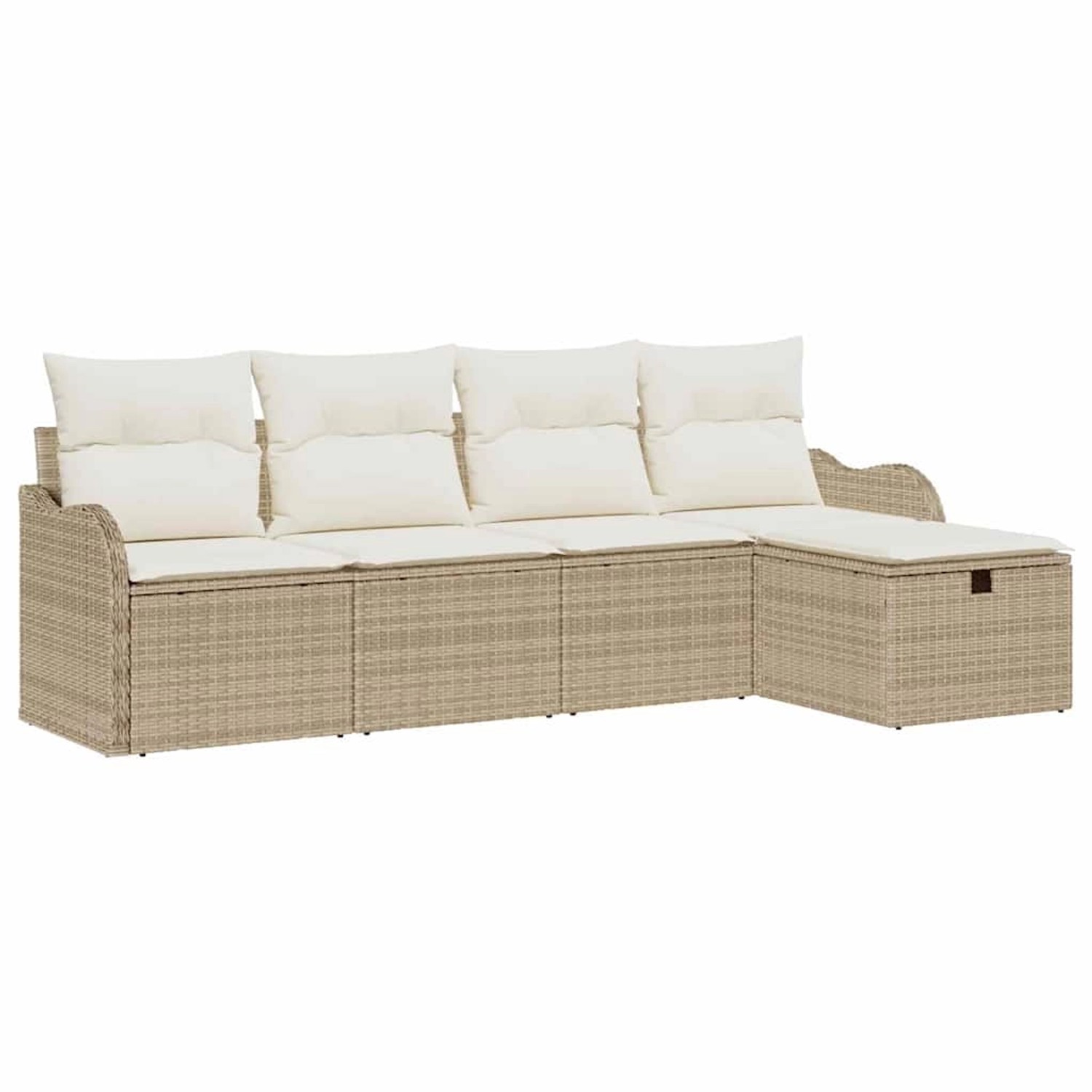 vidaXL Garten-Sofa-Set mit Kissen mit Speicher 5-Tlg Beige Poly Rattan 3360 günstig online kaufen