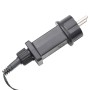 Schwarzer Netzadapter mit Stecker und Kabel für vidaXL LED Lichterkette. Ideal für Außenbeleuchtung.