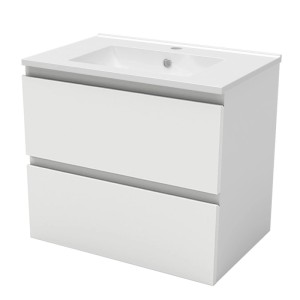 AICA Waschbecken mit Unterschrank, 60 cm, weiß matt, 2-teiliges Badmöbel Set.