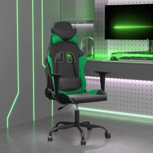 vidaXL Gaming-Stuhl mit Massagefunktion Schwarz und Grün Kunstleder 345402