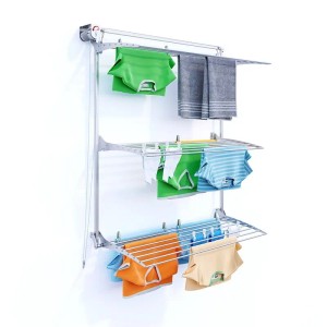Foxydry Wand Wäscheständer 3 Ebenen Tragkraft 30 kg 128 cm Grau