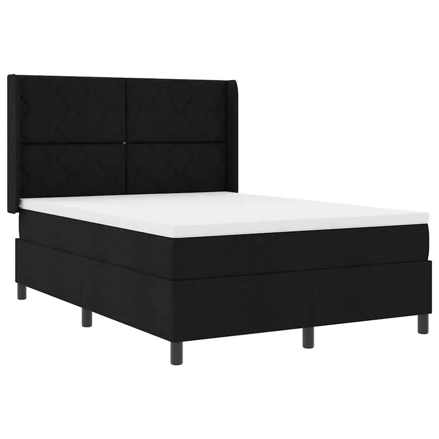 vidaXL LED Boxspringbett mit Matratze Schwarz 160 x 200 cm Stoff 3343576