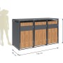 Westmann Mülltonnenbox Varius 3 für 3 Tonnen, Anthrazit & Holzoptik, 198x80x116 cm.
