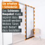 Schiebetür-Baupaket mit schwarzem Rahmen und weißer Füllung im Raum. Schienensystem separat erhältlich.