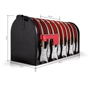 Schwarzer Banjado US Briefkasten mit E-Gitarren Motiv, 48x22x16cm. Stahl, pulverbeschichtet.