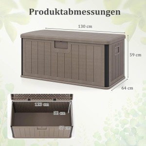 Costway Gartenbox, 378 L, braun, wasserdicht, abschließbar. Ideal zur Aufbewahrung von Gartengeräten und Kissen.