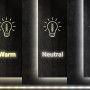 LED Wandspiegel: Darstellung der Lichtfarben Warmweiß (3000K), Neutralweiß (4000K) und Kaltweiß (6500K).
