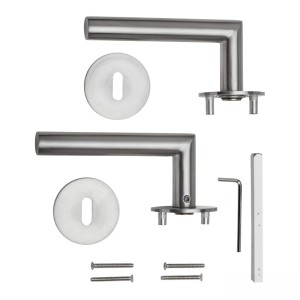 SOTECH Türdrückergarnitur THORE Edelstahl SS304 mit Flachrosetten und Magnetischer Cliptechnik Buntbart BB mit Befestigungsmaterial