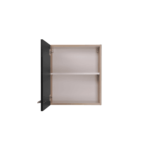 Offener Respekta Oberschrank Merle, 50 cm, in Schwarz mit zwei Einlegeböden.