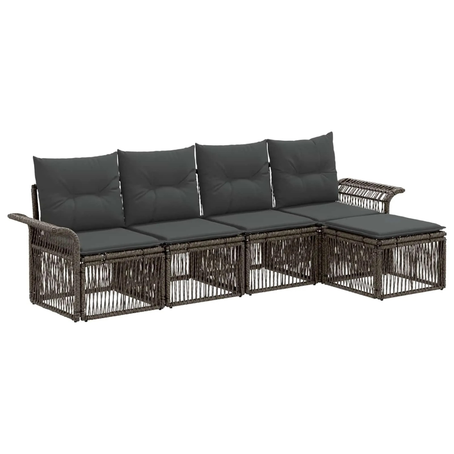 vidaXL Gartensofa-Set 5-Tlg Grau Poly-Rattan 3434816