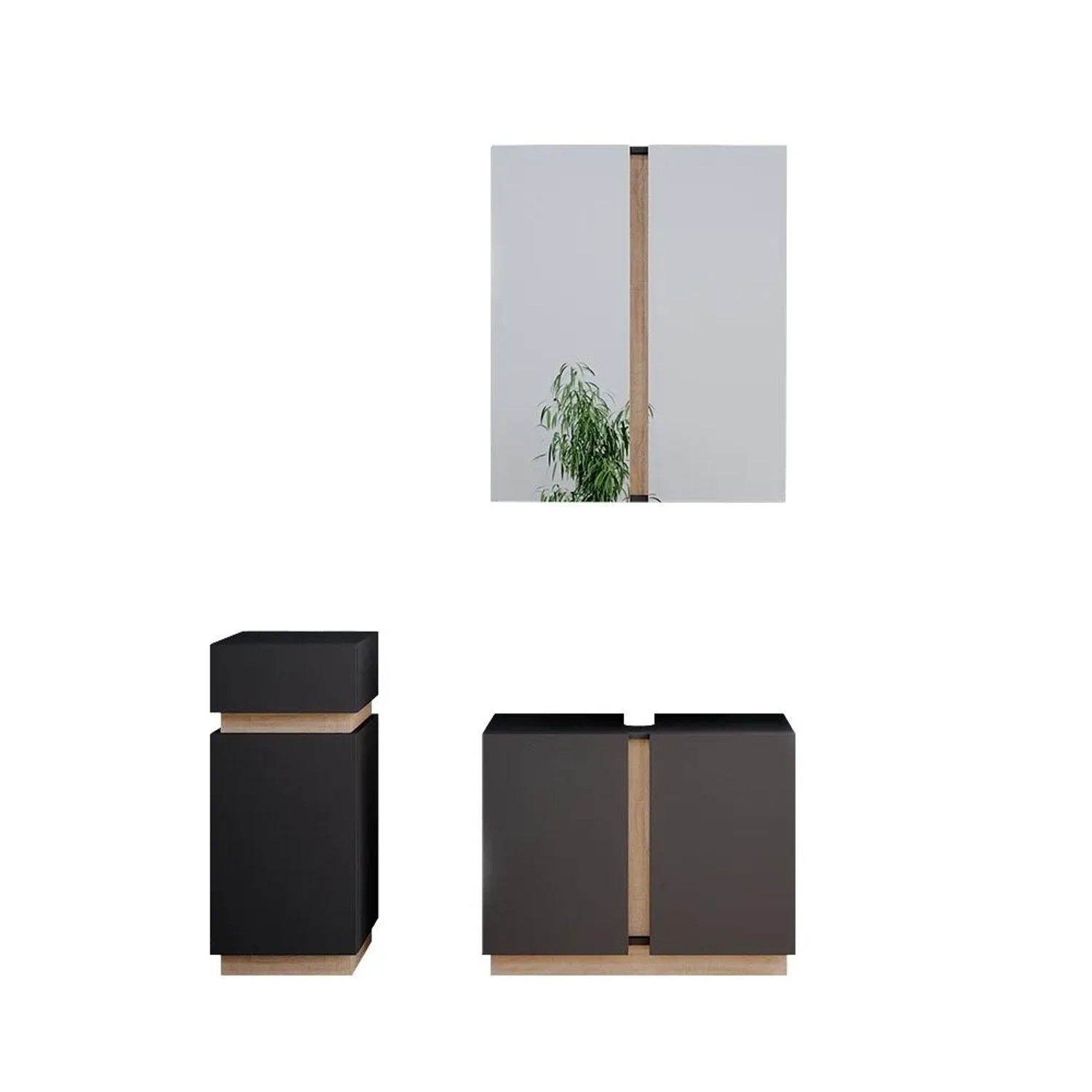 Vicco Badmöbel-Set Gloria Anthrazit 70 x 56 3-teilig