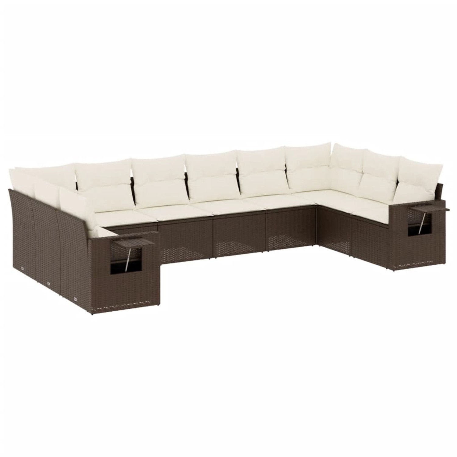 vidaXL 10-Tlg Garten-Sofagarnitur mit Kissen Braun Poly Rattan 3253010 günstig online kaufen