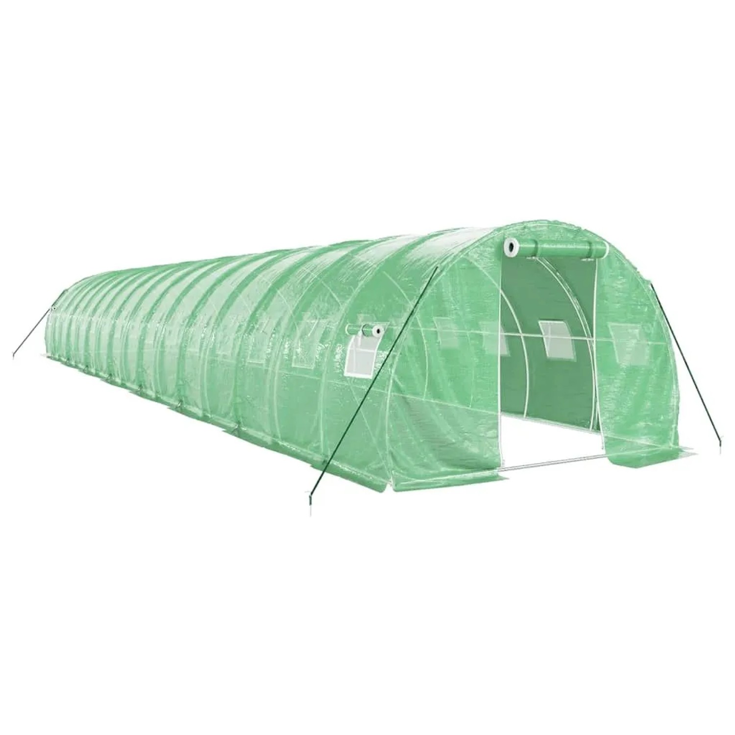 vidaXL Gewächshaus mit Stahlrahmen Grün 48 m² 16x3x2 m 3188045