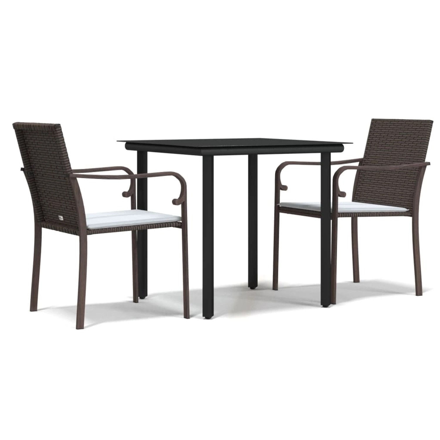 vidaXL 3-Tlg Garten-Essgruppe mit Kissen Poly Rattan und Stahl 3186953 günstig online kaufen