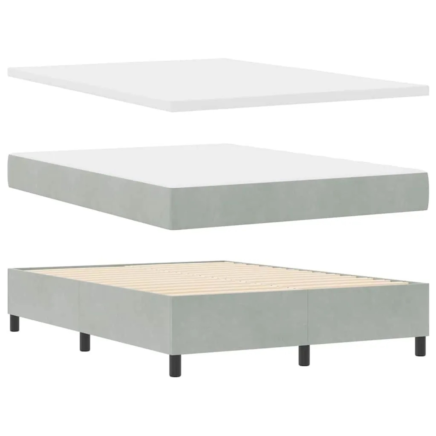 vidaXL Boxspringbett mit Matratze Hellgrau 140 x 200 cm Samt 3344450 günstig online kaufen