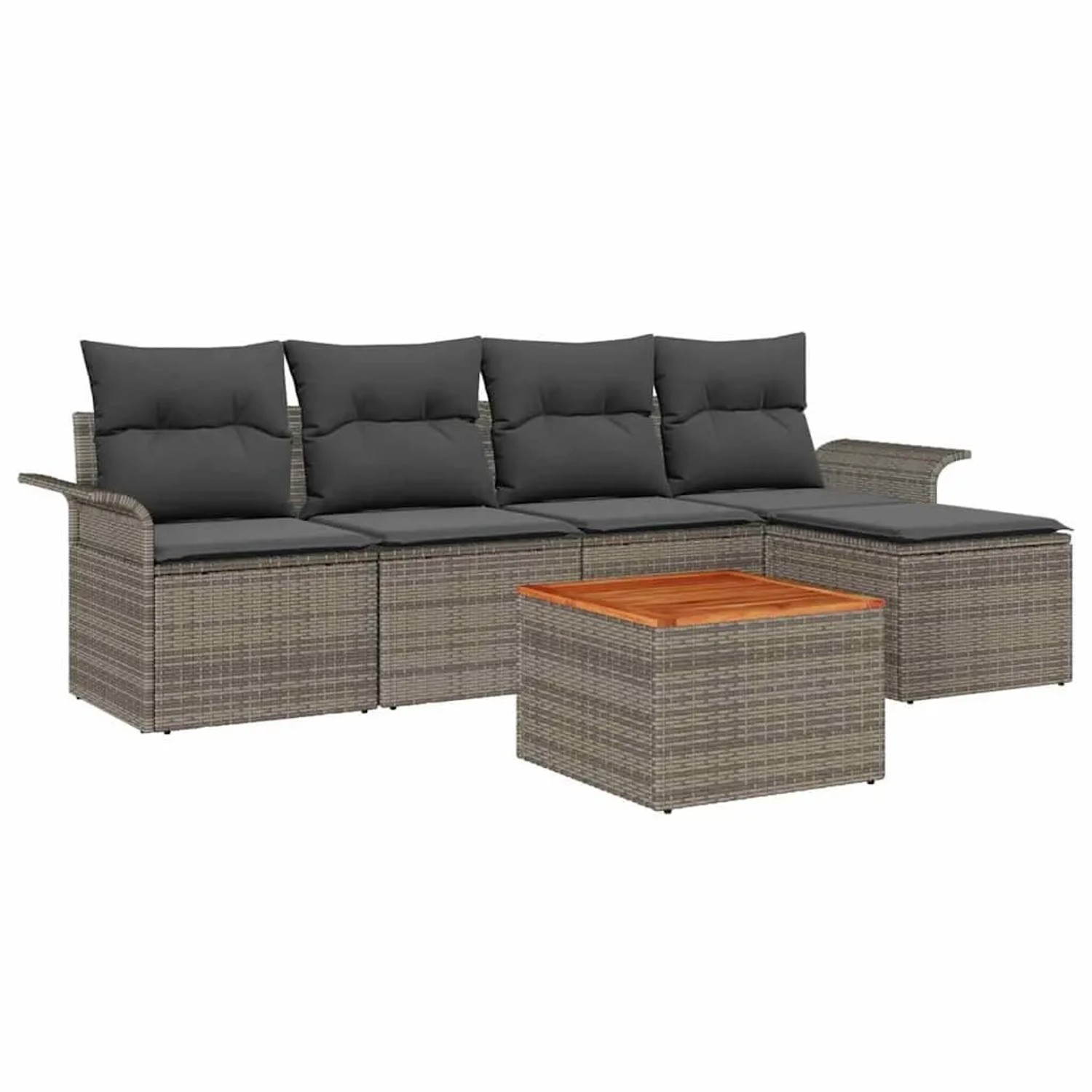 vidaXL Gartensofa-set mit Speicher 6-Tlg Grau Poly-Rattan 3355983 günstig online kaufen