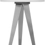 Weiße Näve Tischleuchte im Tripod Design mit drei Beinen und Textilschirm.