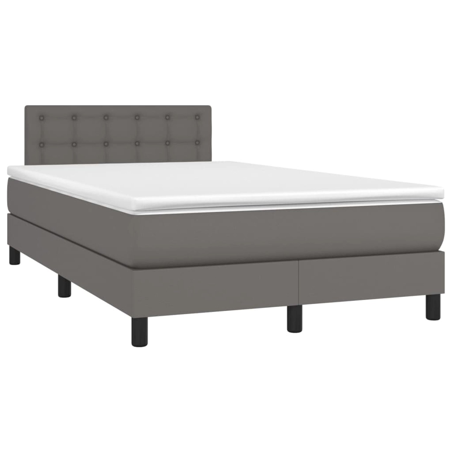 vidaXL Boxspringbett mit Matratze & LED Grau 120x200 cm Kunstleder 3134217 günstig online kaufen