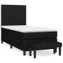 Schwarzes vidaXL Boxspringbett (90x200 cm) mit Matratze und Bank, Stoffbezug.