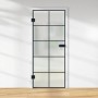 Glasdrehtür mit schwarzem Rahmen und satiniertem Glas, Siebdruck Design für Loft-Stil.