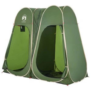 Grünes Pop-Up Sichtschutzzelt für Camping, wasserdichtes Umkleidezelt mit offenem Eingang.