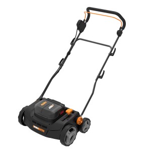 Worx 40 V Akku-Vertikutierer WG855E.9, Elektro-Vertikutierer in Schwarz und Orange.